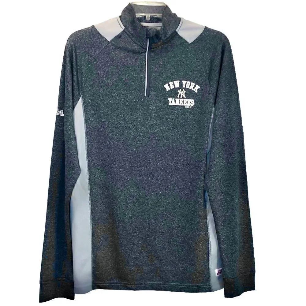 Stitches New York Yankees Quarter Zip Pullover in Blue Heather/Grey Women’s S